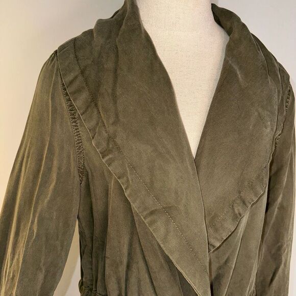 Nanette Lepore Womens Lyocell Army Green Military Jacket Medium Drape Front - Picture 5 of 11